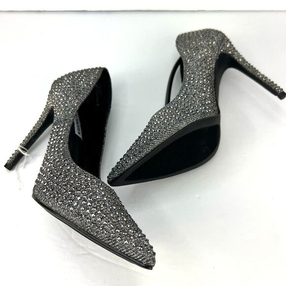 EUC Steve Madden Poet Pewter RHINESTONE Studded Heels Size 6.5 w Box - Picture 6 of 11